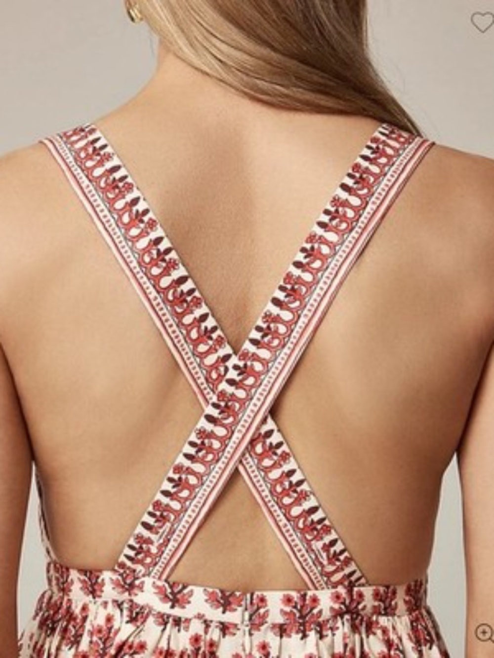 Embroidered apron dress in block print